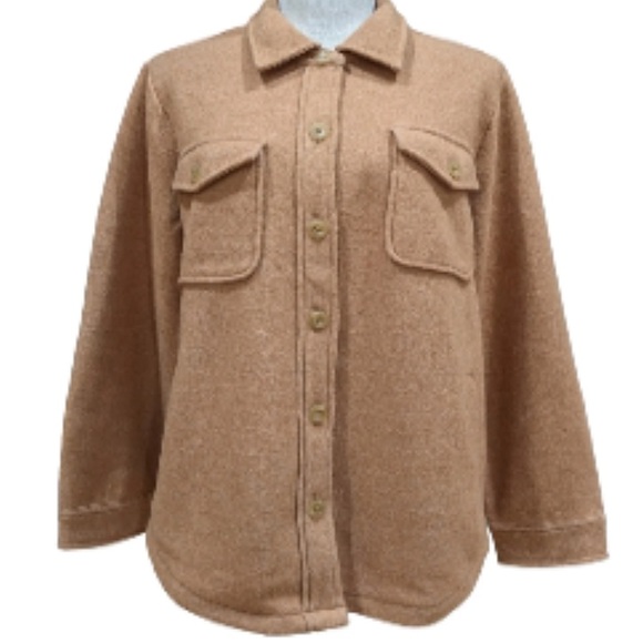 J. Crew | Women’s Shirt Jacket | Tan Wool Blend Button down Shacket | Size Med - Picture 9 of 16